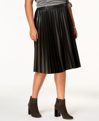 ING - Trendy Plus Size Pleated Faux-Leather Skirt