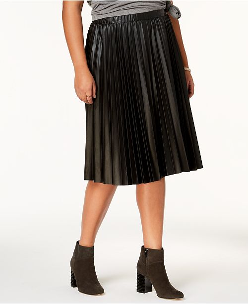 ING Trendy Plus Size Pleated FauxLeather Skirt & Reviews Skirts