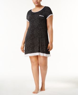 Layla Plus Size Ruffled-Mesh-Trim Sleepshirt