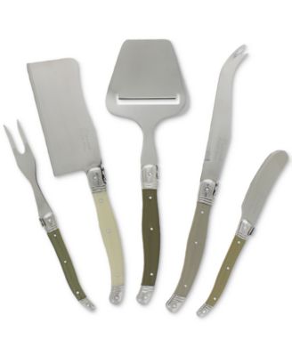 Laguiole Cheese Knife, Fork and Slicer Set, 5 Piece "Mist".