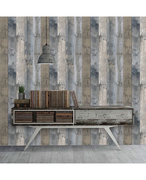 Tempaper Textured Repurposed Wood Self Adhesive Wallpaper 56 Sq