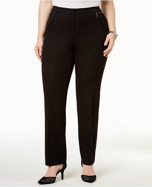 Alfani Plus Size Comfort Waist Slim Leg Pants Created For Macy S Reviews Pants Leggings Plus Sizes Macy S