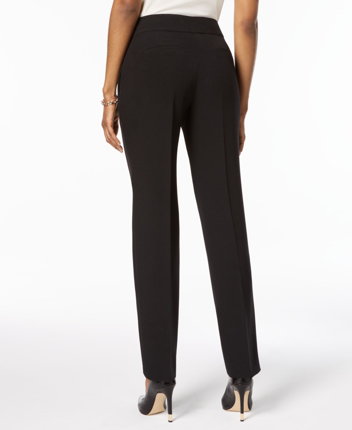 Женские брюки Kasper Ava Straight-Leg Stretch Crepe Pant, цвет: Чёрный — фото 3
