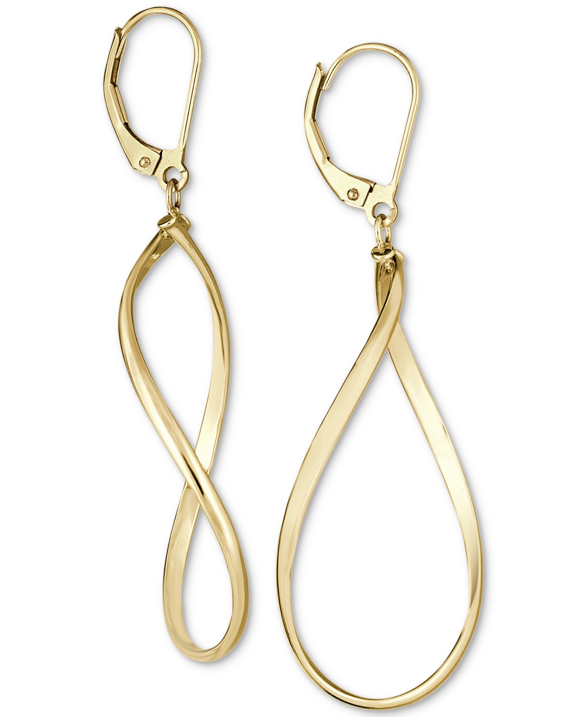 Polished Oval Drop Earrings in 14k Gold - Gold