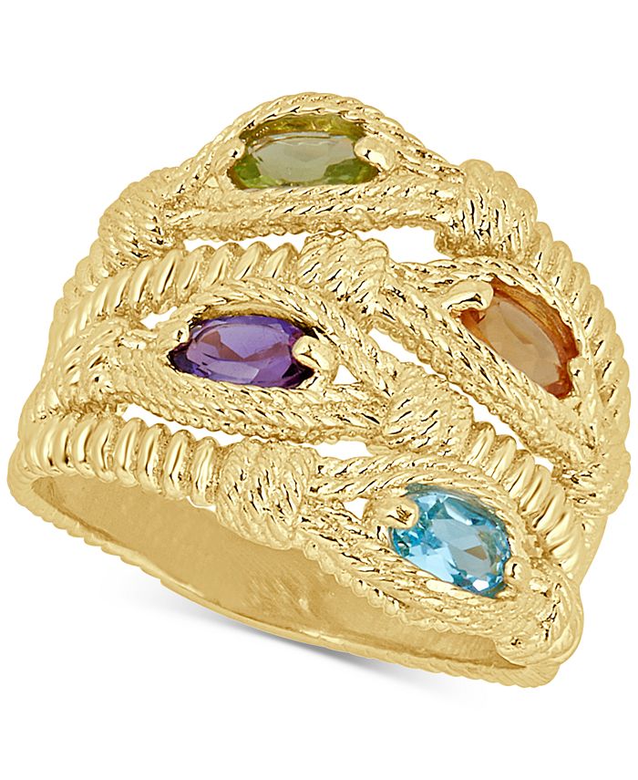 Macy's Multi-Gemstone Rope Statement Ring (1 ct. t.w.) in 14k Gold ...