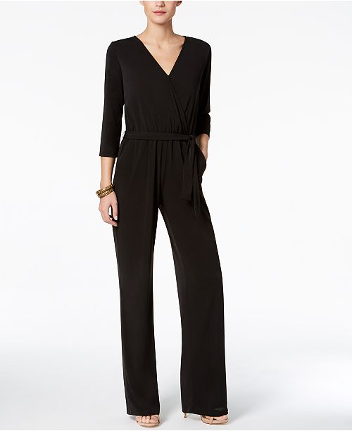 NY Collection Petite Belted Jumpsuit & Reviews - Pants - Petites - Macy's