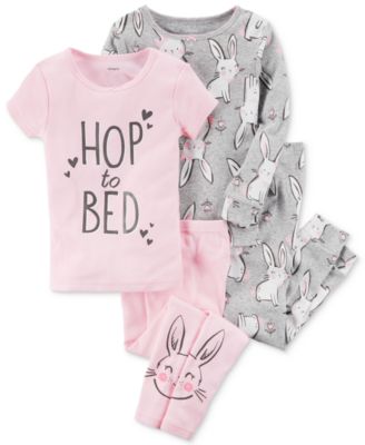 Carter's - 4-Pc. Bunny-Print Cotton Pajama Set, Baby Girls (0-24 months)
