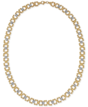 image of Two-Tone Beaded Link Collar Necklace in 14k Gold & White Gold