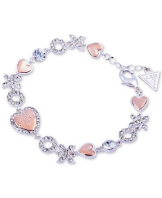 GUESS - Two-Tone Crystal, XO & Heart Bracelet