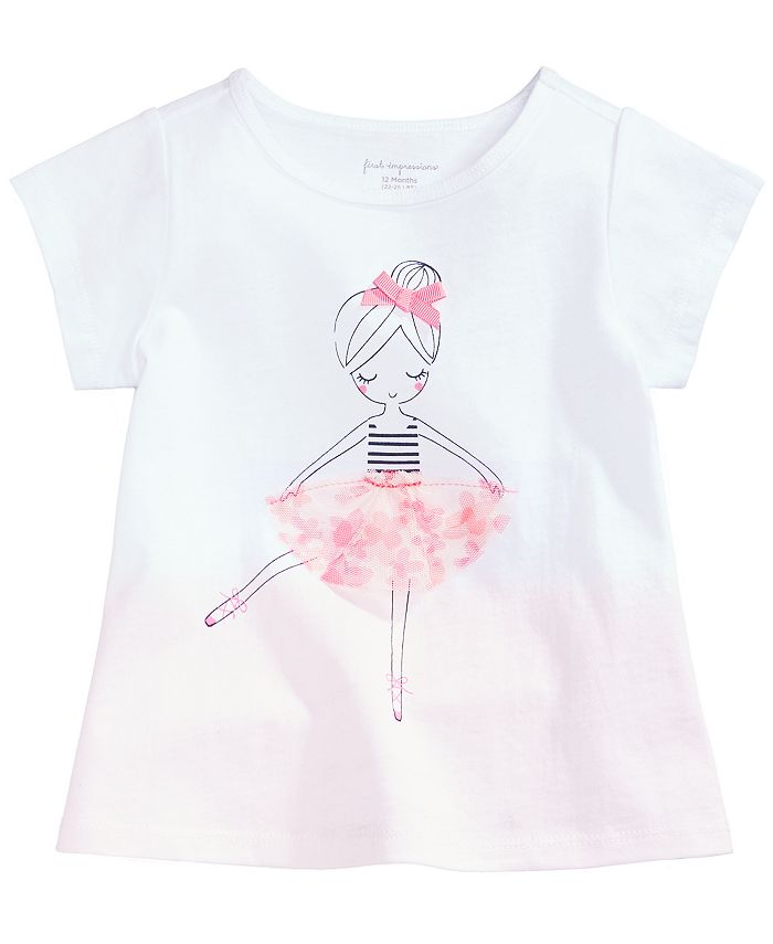 First Impressions Ballerina-Print T-Shirt, Baby Girls, Created for Macy ...