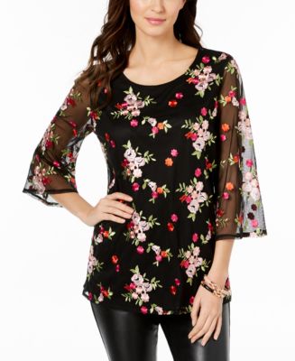 Charter Club Embroidered Mesh Tunic, Created for Macy's - Macy's