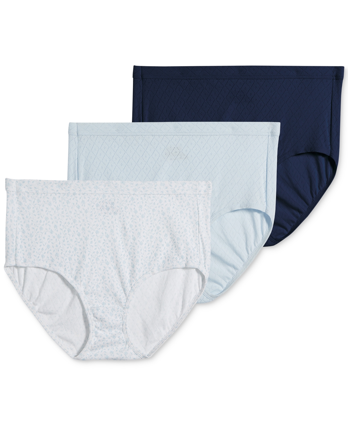 Jockey Elance Breathe Brief 3 Pack Underwear 1542, Extended Sizes In Black,black,black