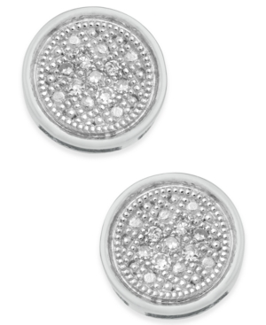 image of Diamond Accent Button Stud Earrings