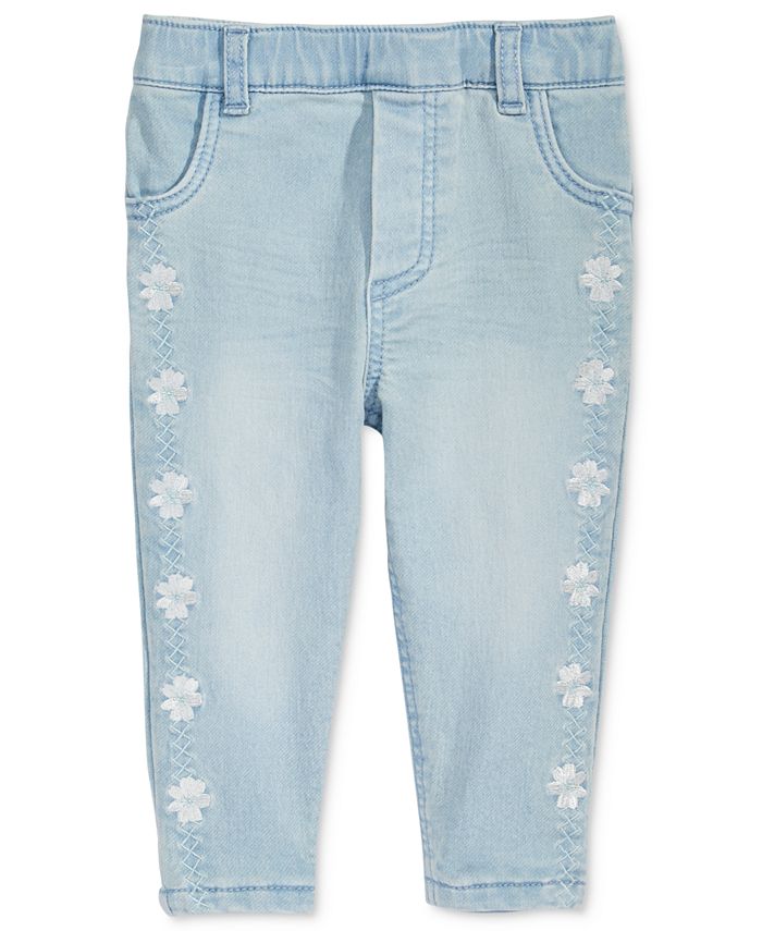 First Impressions Embroidered PullOn Jeans, Baby Girls, Created for