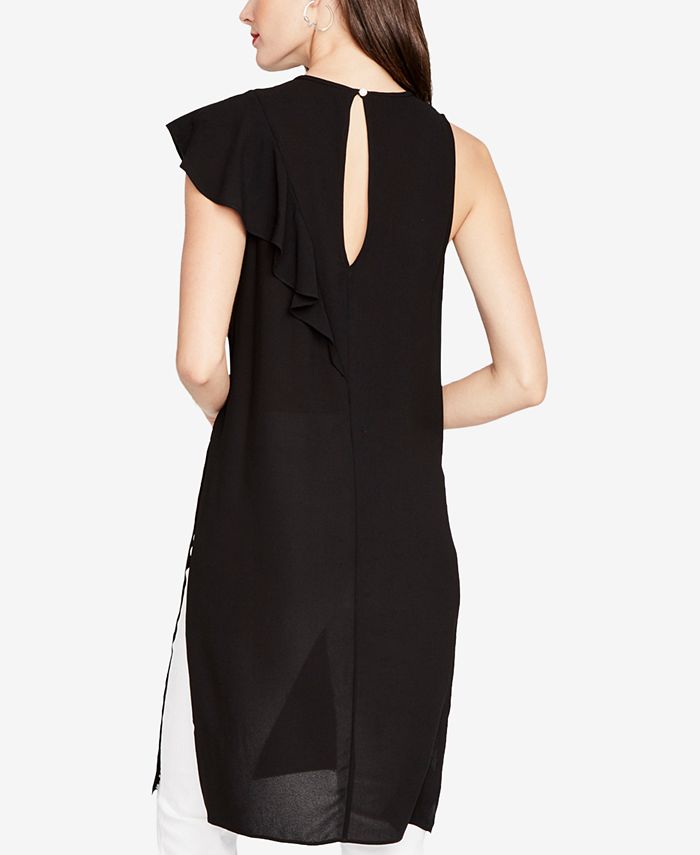 Rachel Roy Women's Ruffle-Trimmed Sleeveless Tunic Dress - 100% Polyester, Solid Color - View #10