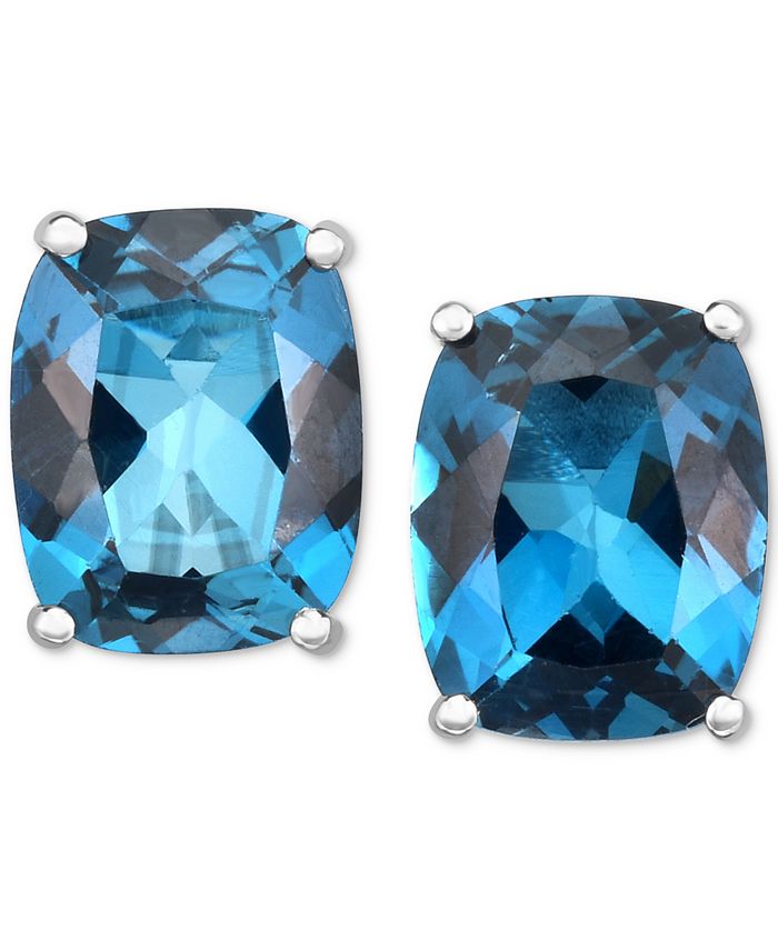 Macy s London Blue Topaz Stud Earrings 6 ct. t.w. in 14k White