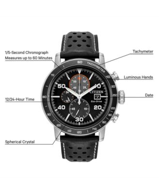 Citizen Eco-Drive Men's Chronograph Black Leather Strap