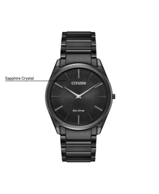 Citizen Eco-Drive Men's Stiletto Black Stainless Steel Bracelet Watch 38mm