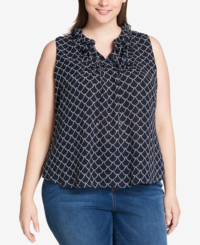 Tommy Hilfiger Plus Size Ruffled Top, Created for Macy's & Reviews ...