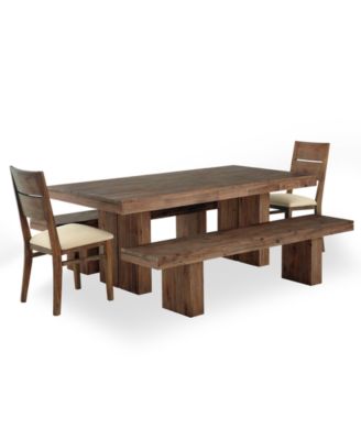 Furniture - Champagne Dining Room , 5 Piece Set (Dining Table, 2 Side Chairs and 2 Benches)