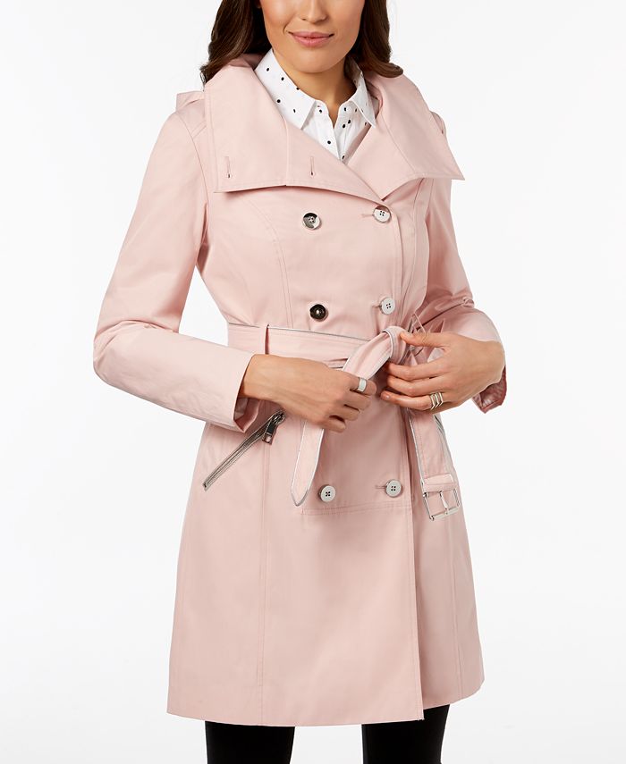 GUESS Hooded Belted Double-Breasted Trench Coat & Reviews - Coats ...