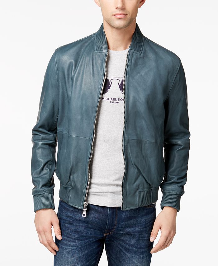 Michael Kors Men's Leather Bomber Jacket Macy's