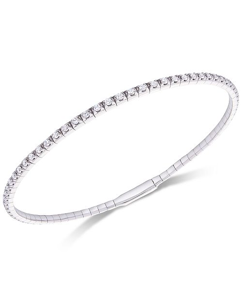 Wrapped Diamond Flex Bangle Bracelet (1 ct. t.w.) in 14k White Gold ...