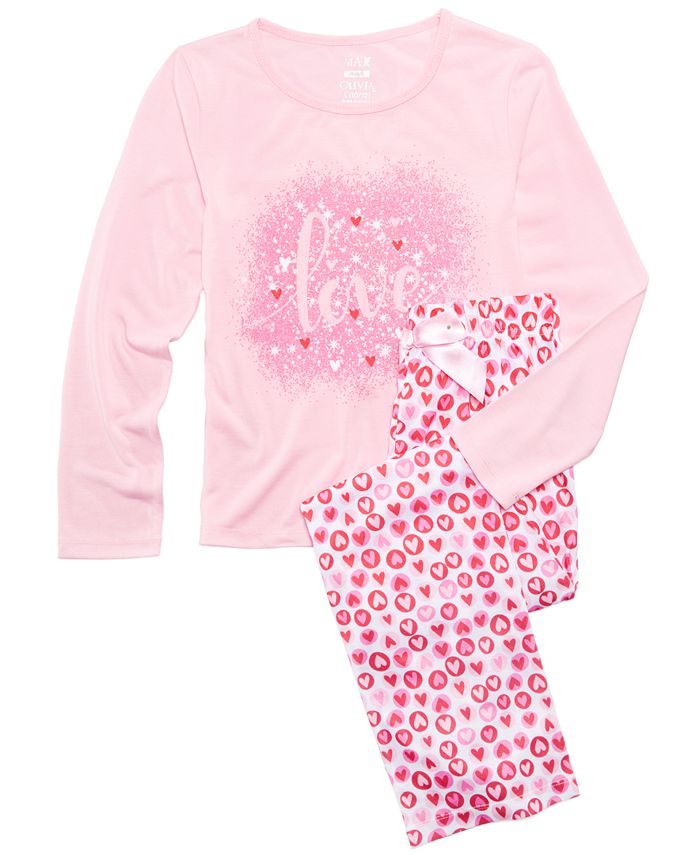 Max & Olivia 2-Pc. Love Pajama Set, Big Girls, Created for Macy's - Macy's