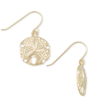 image of Sand Dollar Drop Earrings in 10k Gold