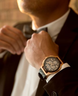 Men's Chronograph Curv Black Rubber Strap Watch 44mm