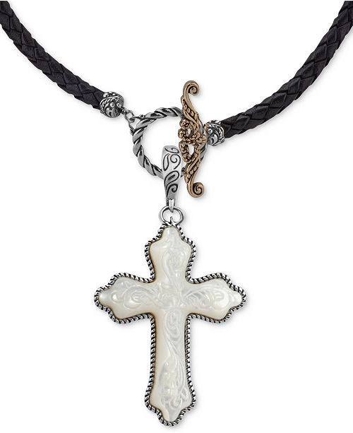 American West Mother-of-Pearl Cross Black Leather 20