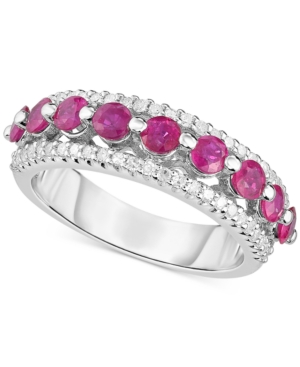 image of Certified Ruby (1-1/3 ct. t.w.) & Diamond (1/3 ct. t.w.) Ring in Sterling Silver