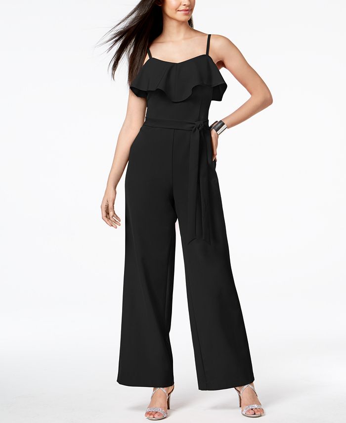 Thalia Sodi Ruffled Belted Jumpsuit, Created for Macy's - Macy's