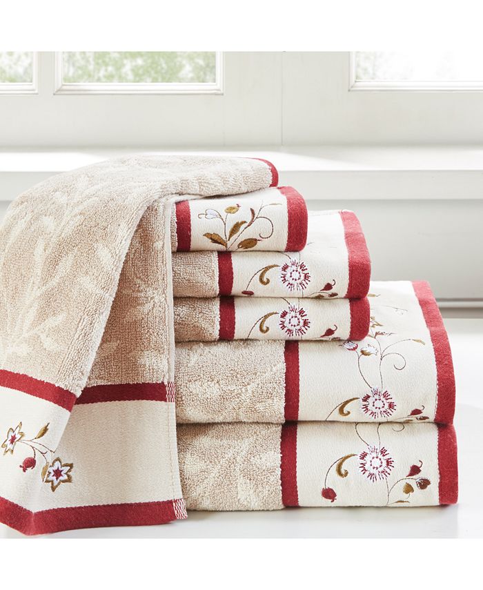Madison Park Cotton 6Pc. Embroidered Serene Jacquard Towel Set
