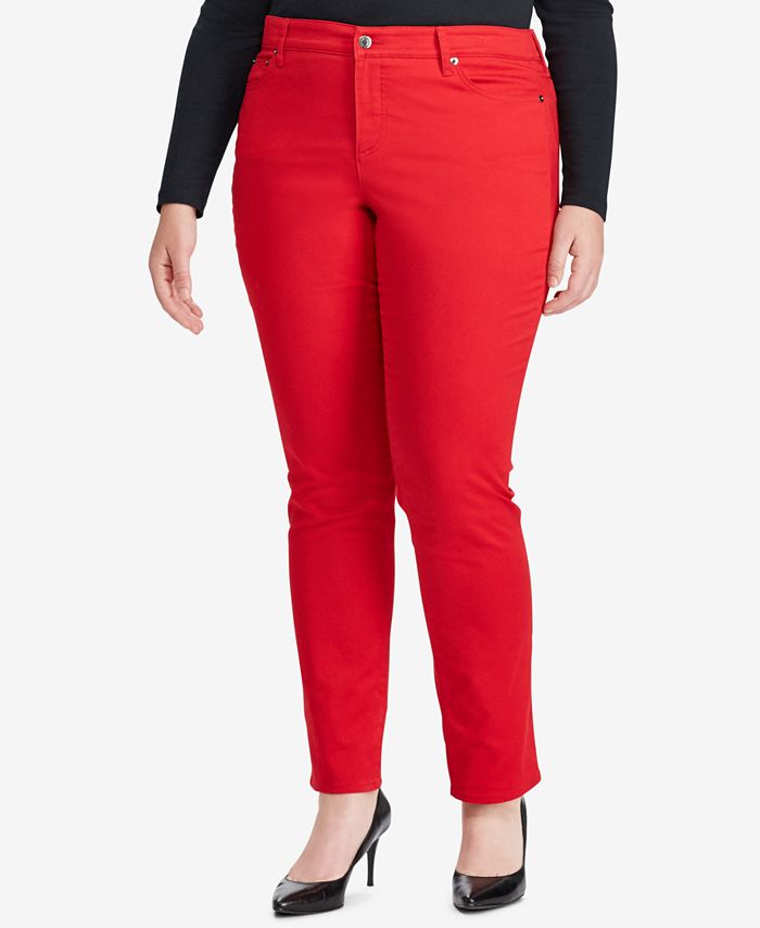 Lauren Ralph Lauren Plus Size Premier Straight Sateen Pants - Macy's