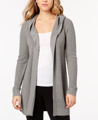 hooded open front cardigan