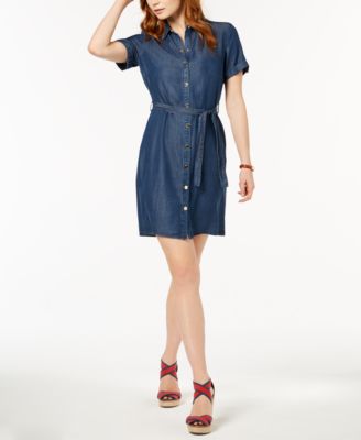 short denim shirt dress