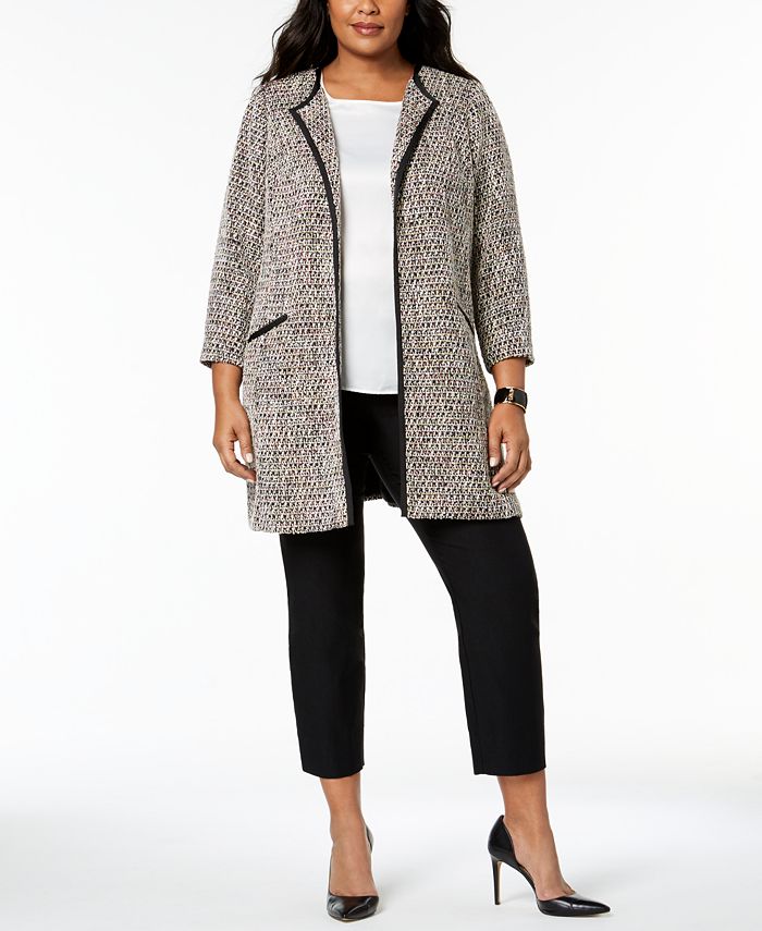 Charter Club Plus Size Tweed Open-Front Jacket, Created for Macy's - Macy's