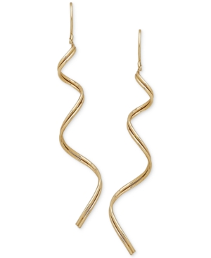 image of Large Spiral Drop Earrings in 14k Gold, 2 3/4 inch