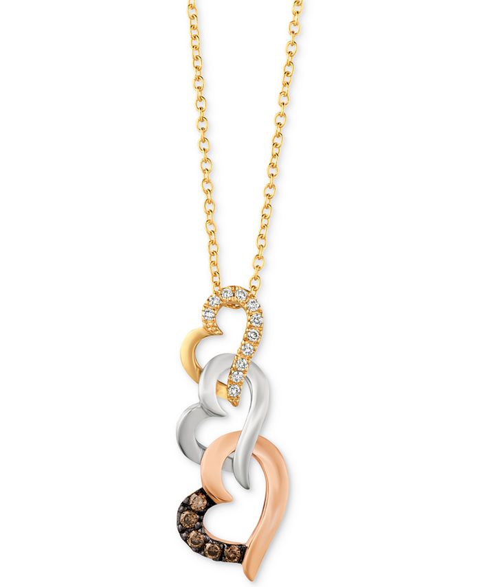 Tri color heart necklace clearance