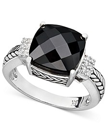 Balissima by EFFY® Onyx (10 x 10mm) and Diamond Accent in Sterling Silver