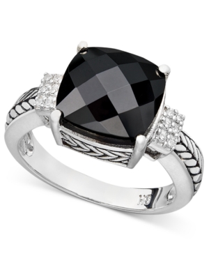 image of Balissima by Effy Onyx (10 x 10mm) and Diamond Accent in Sterling Silver