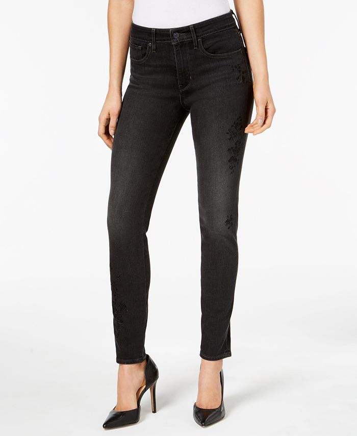 Levi's 721 High-Rise Skinny Embroidered Jeans - Macy's