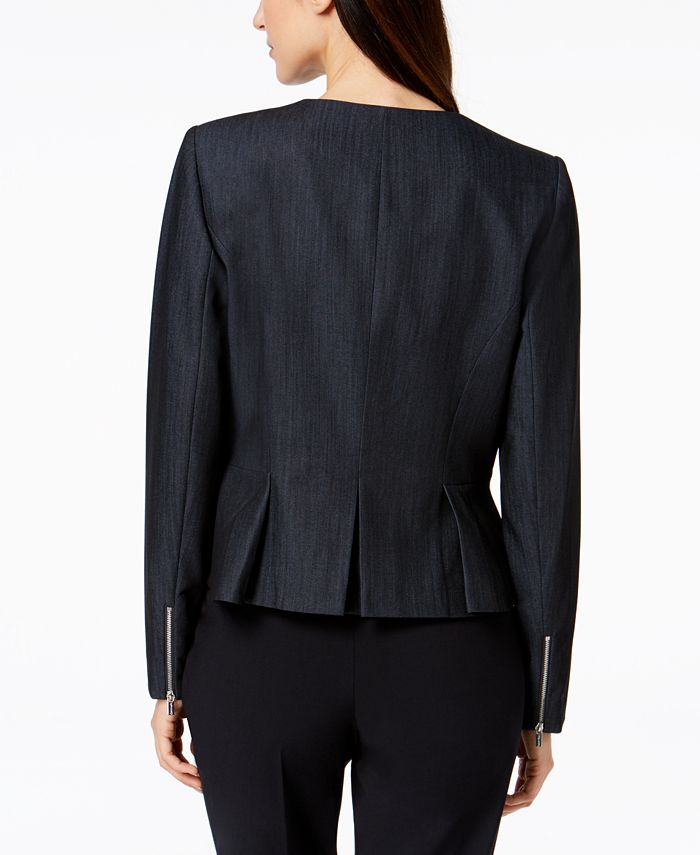 Calvin Klein Zip-Front Denim Blazer & Reviews - Jackets & Blazers ...