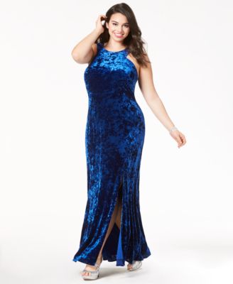macy's blue velvet dress