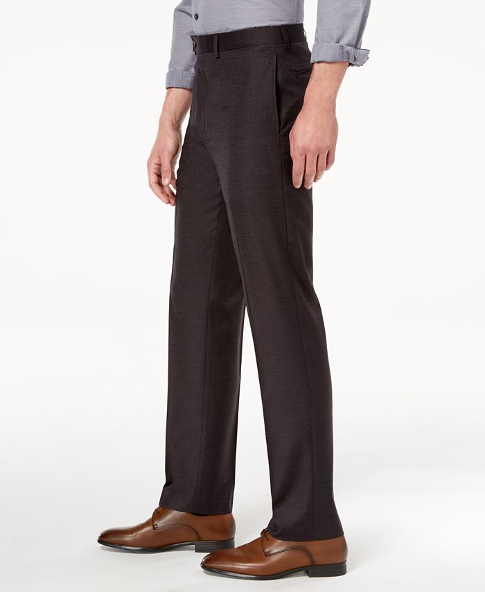 Calvin Klein Men's Slim-Fit Stretch Charcoal Mini-Grid Dress Pants - Macy's