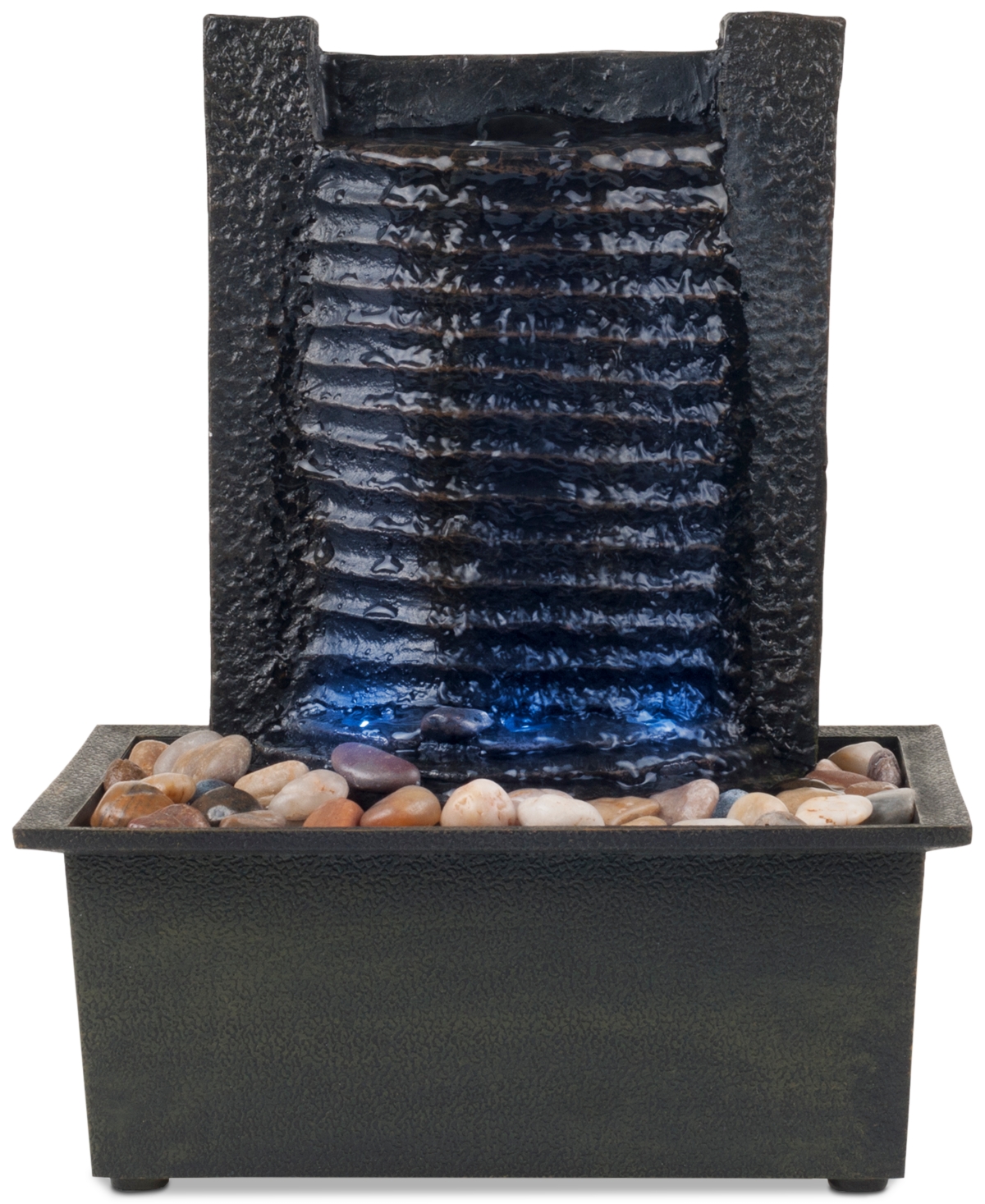 Pure Garden Waterfall Tabletop Fountain with Led Lights - Brown