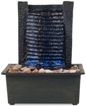 Trademark Global Pure Garden Waterfall Tabletop Fountain With Led Lights In Brown