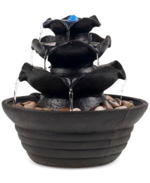 Trademark Global Pure Garden 3-tier Cascading Tabletop Fountain With Led Lights In Brown