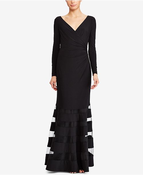 Lauren Ralph Lauren Tulle Panel Jersey Gown Reviews